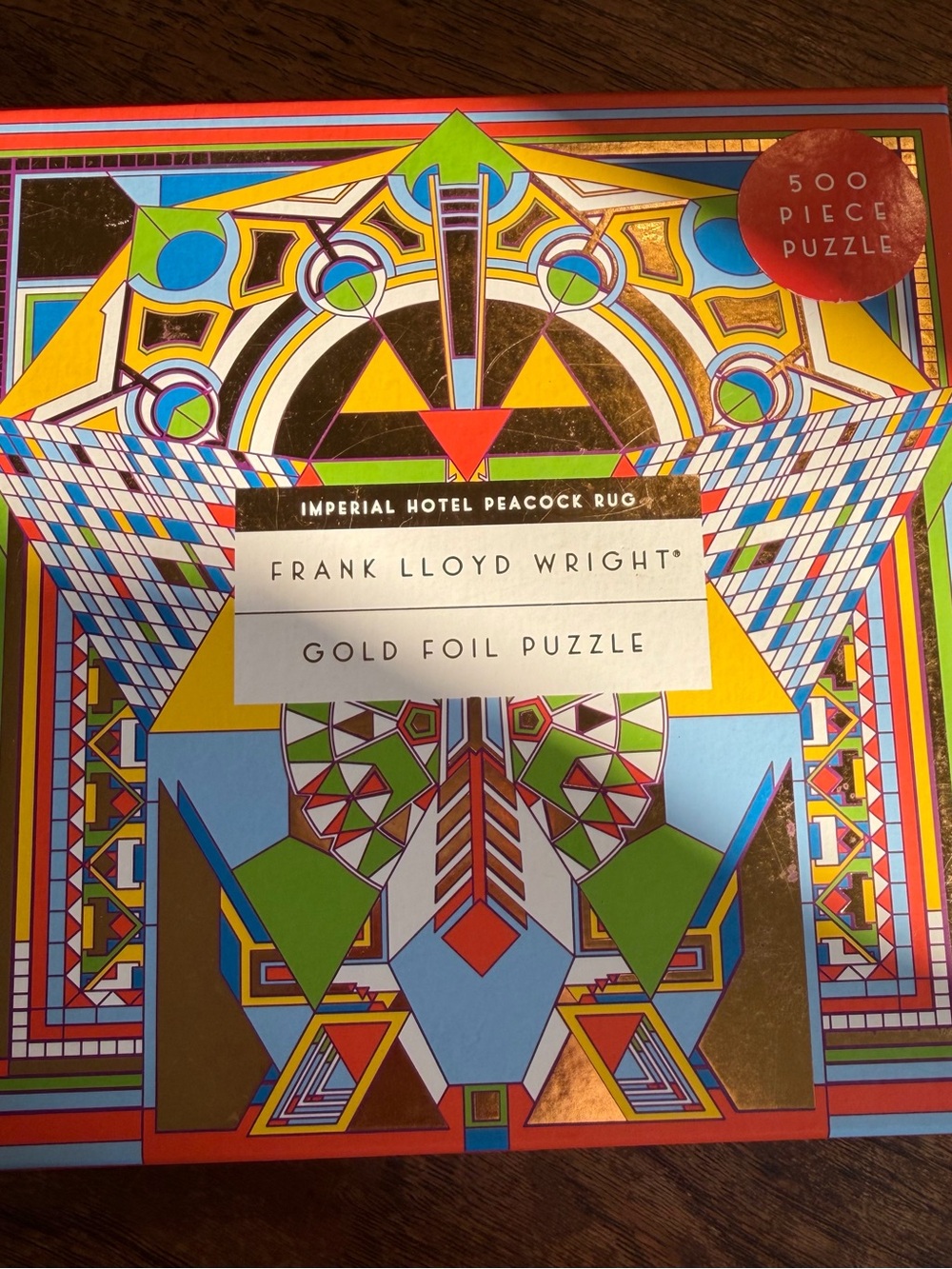 Galison Frank Lloyd Wright Gold Foil Puzzle - Imperial Hotel Peacock Rug